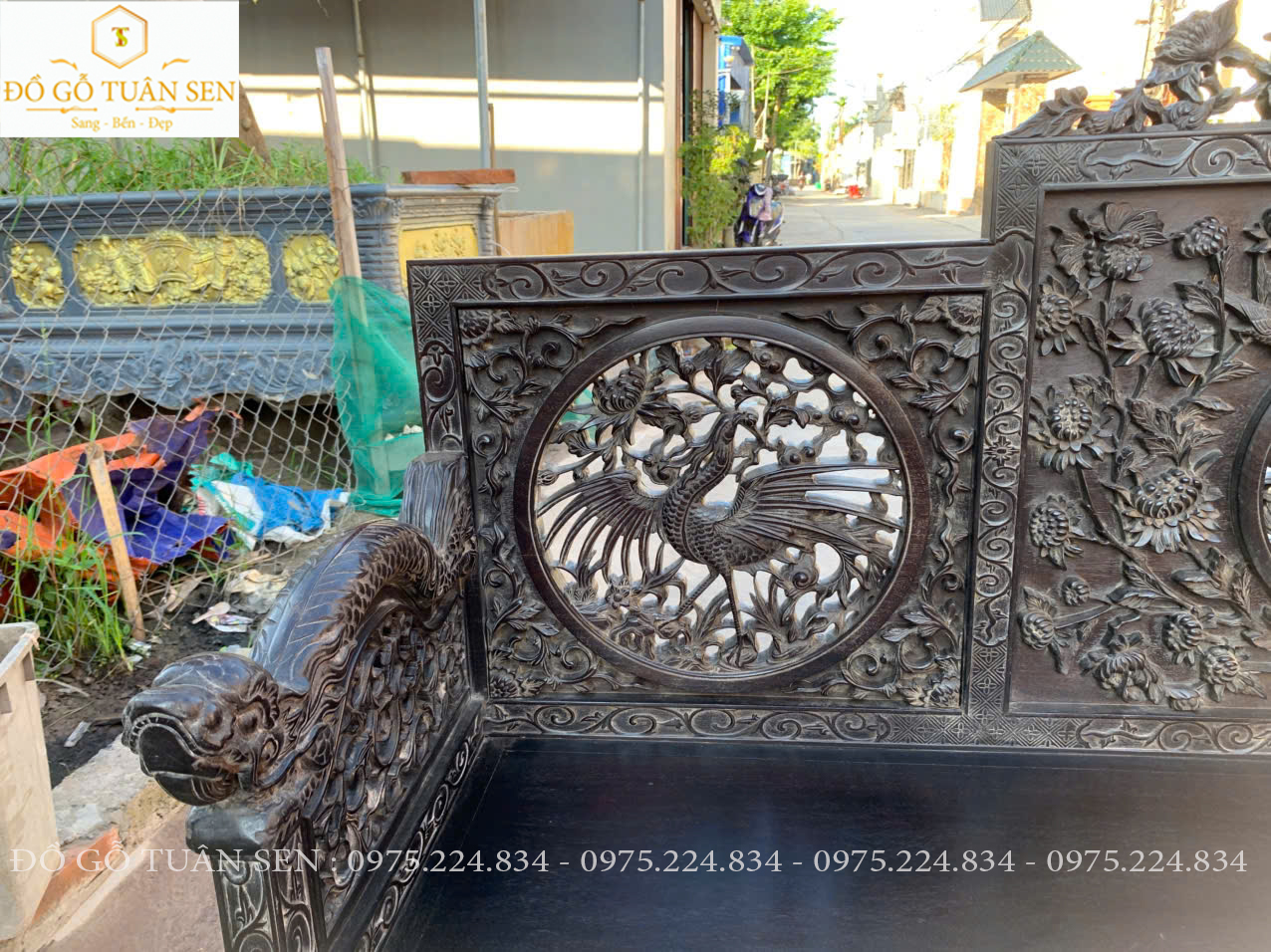 Hình ảnh Bộ trường kỷ huế gỗ gụ khảm ốc T45